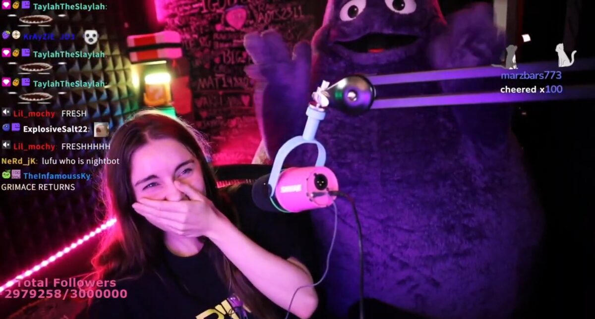 Grimace on stream.